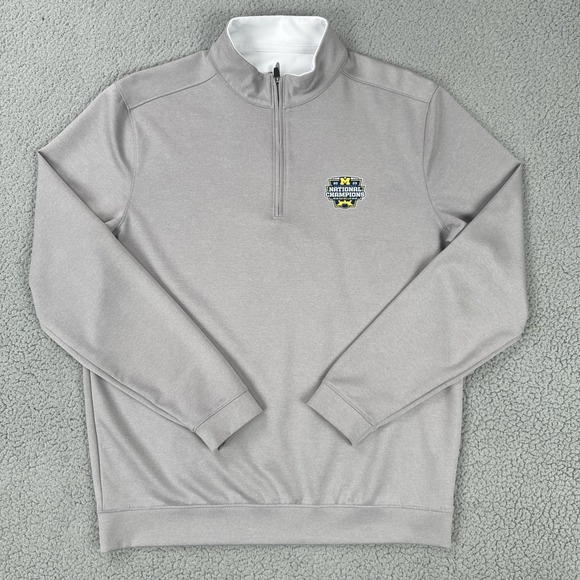 johnnie-O Jackets & Blazers - Johnnie-O Michigan Wolverines 2023 National Champs 1/4 Zip Men Medium Grey
